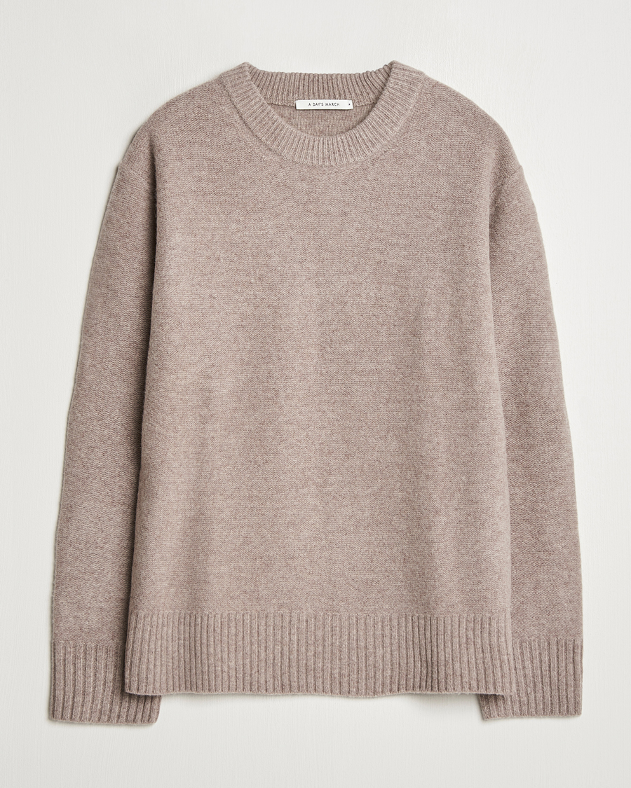Hombres | Jerséis y prendas de punto | A Day's March | Tietar Boiled Merino Sweater Taupe Melange
