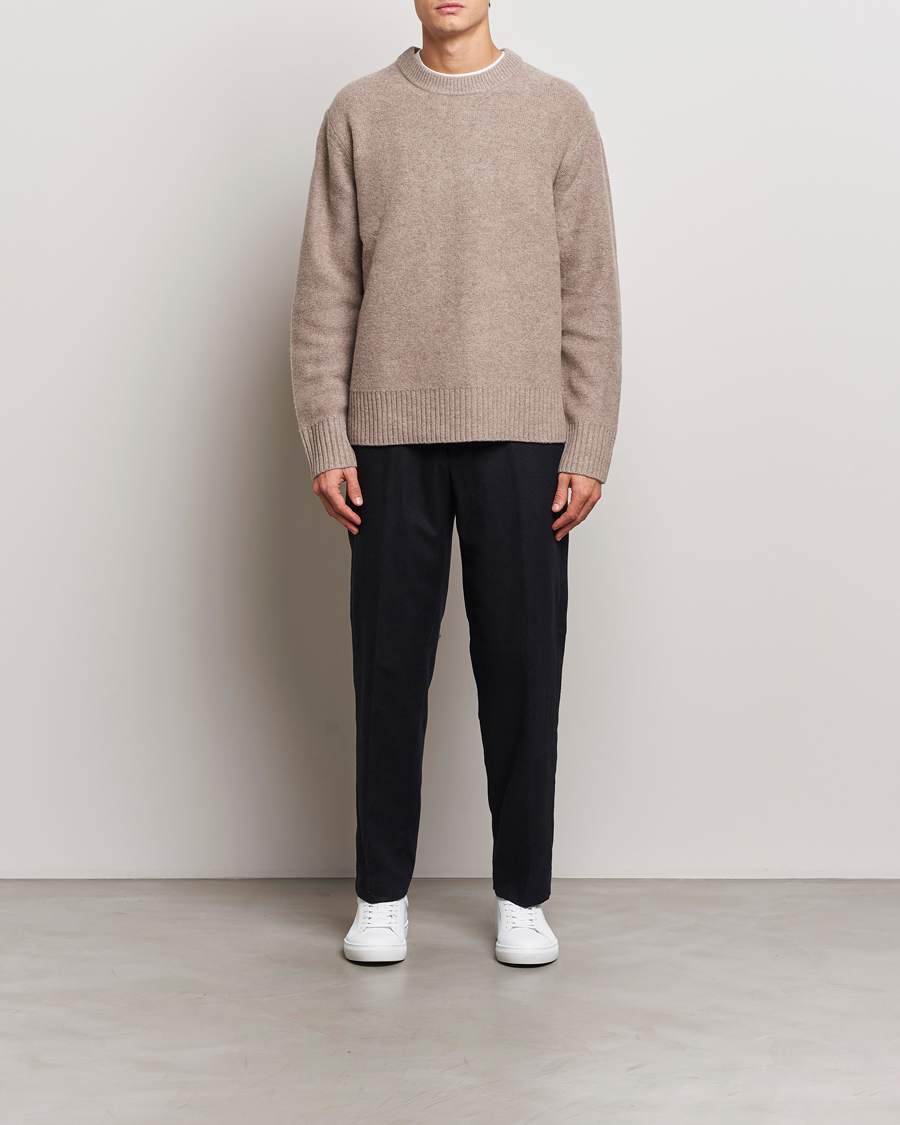 Hombres | Jerséis y prendas de punto | A Day's March | Tietar Boiled Merino Sweater Taupe Melange