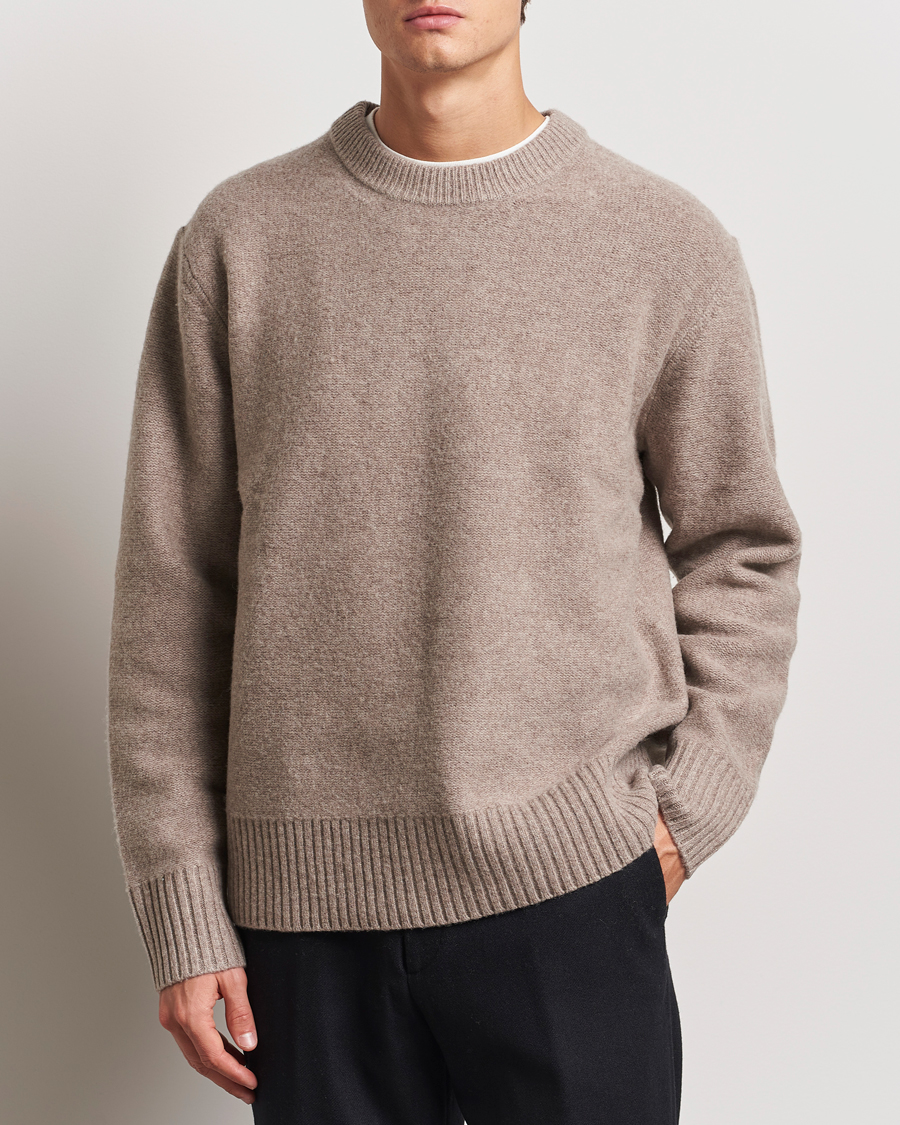 Hombres | Jerséis y prendas de punto | A Day's March | Tietar Boiled Merino Sweater Taupe Melange