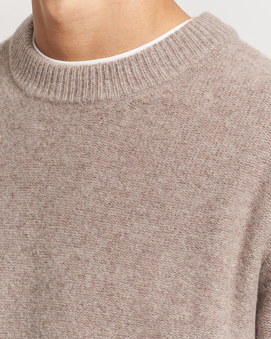 Hombres | Jerséis y prendas de punto | A Day's March | Tietar Boiled Merino Sweater Taupe Melange
