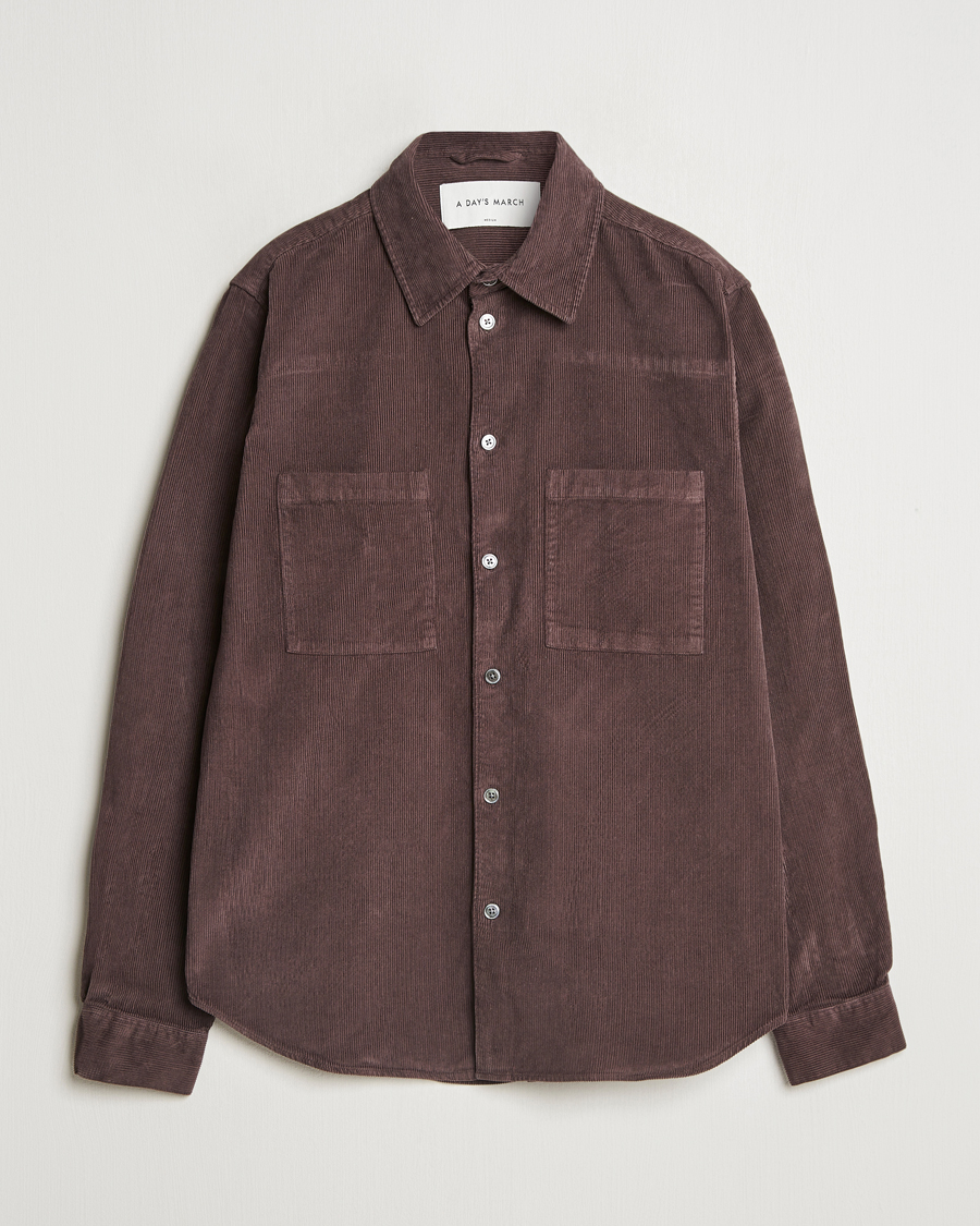 Hombres | Camisas | A Day's March | Denver Corduroy Shirt Chocolate