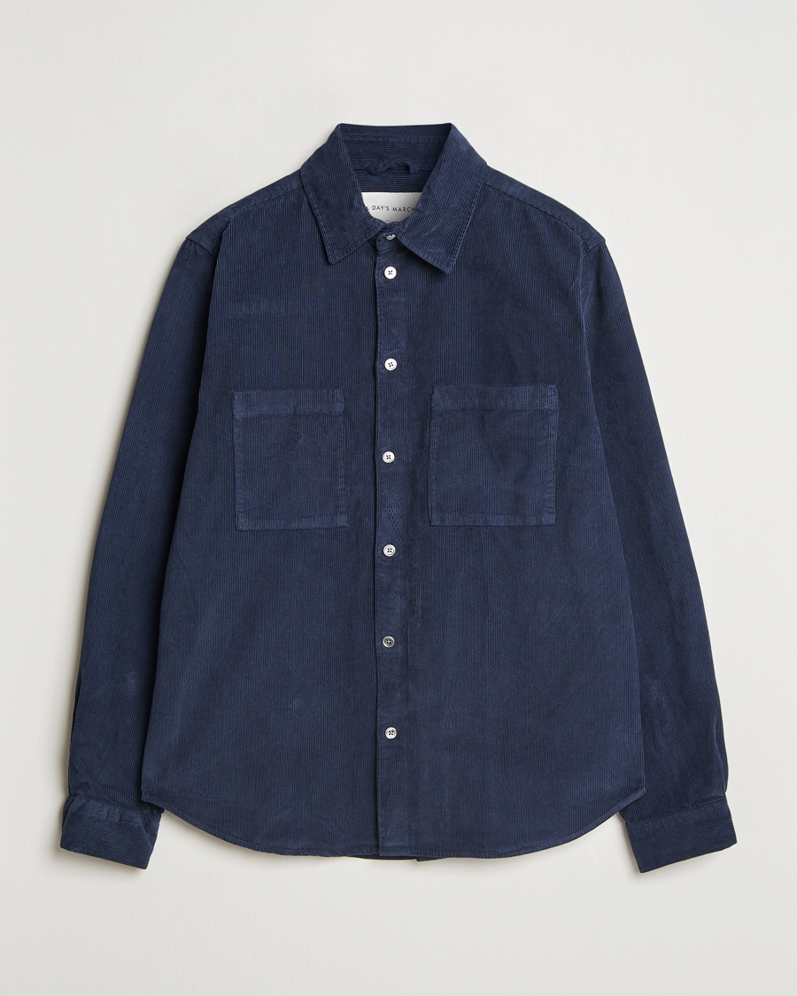 Hombres | Camisas | A Day's March | Denver Corduroy Shirt Navy