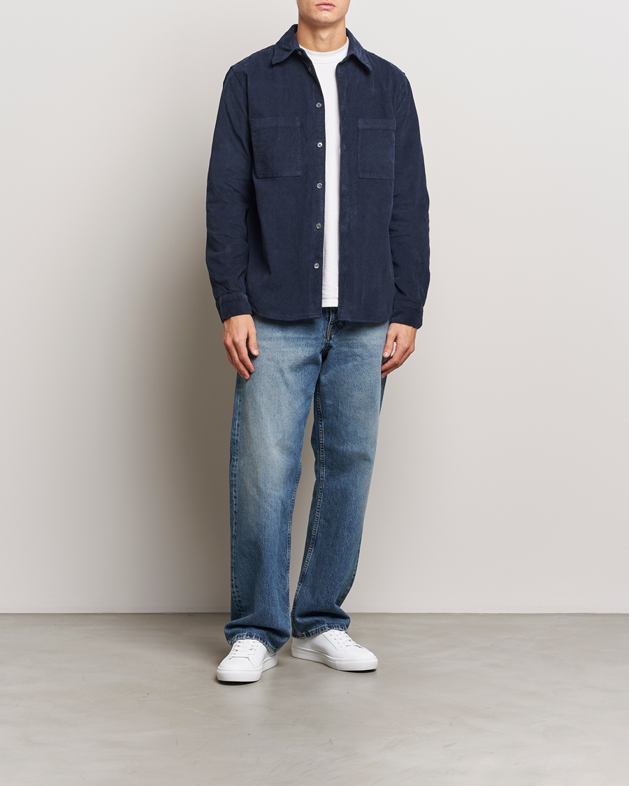 Hombres | Camisas | A Day's March | Denver Corduroy Shirt Navy