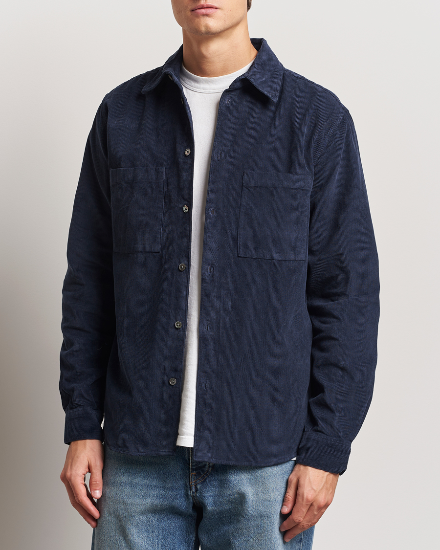 Hombres | Camisas | A Day's March | Denver Corduroy Shirt Navy