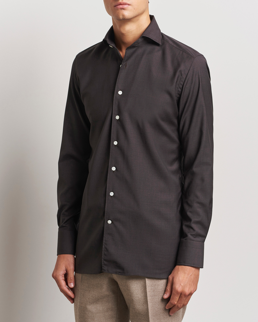 Hombres | Camisas | 100Hands | Full Spread Wool Shirt Brown
