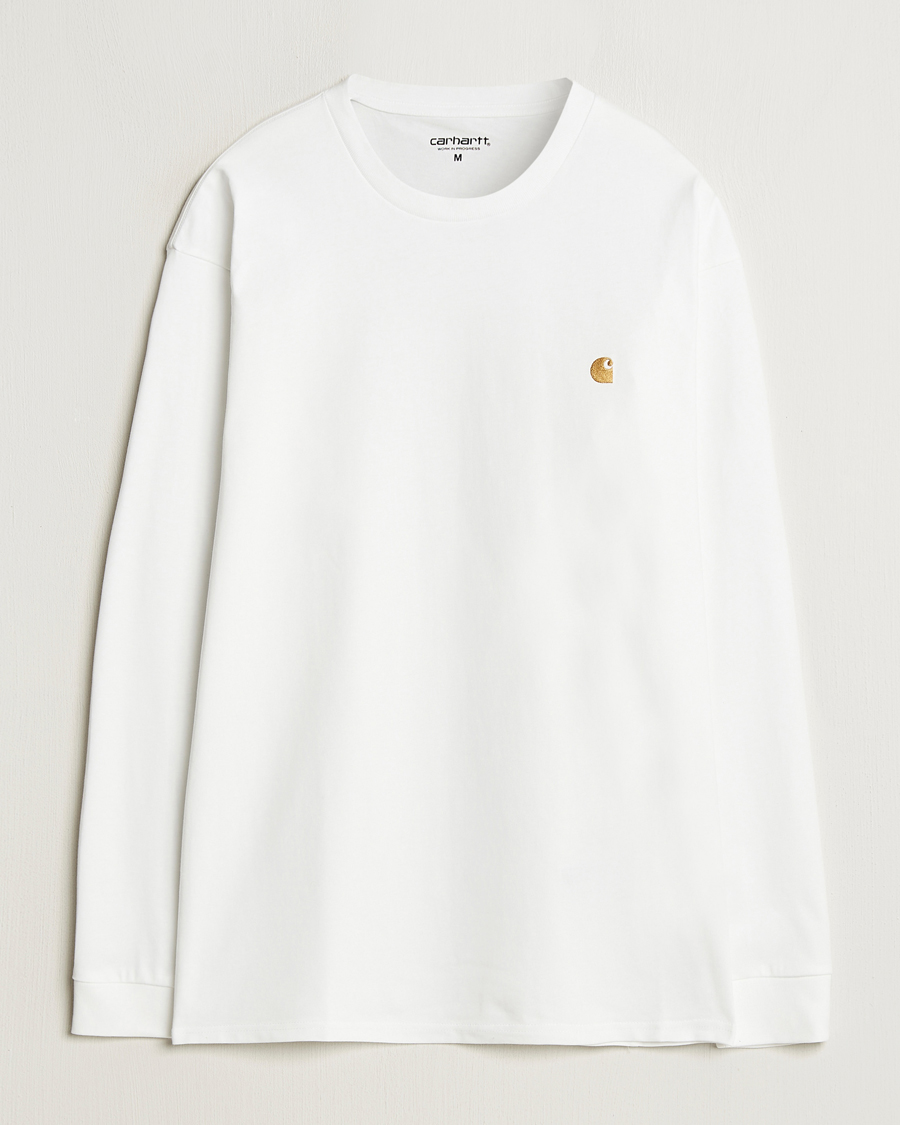 Hombres | Camisetas | Carhartt WIP | Chase Combed Cotton Long Sleeve T-Shirt White/Gold