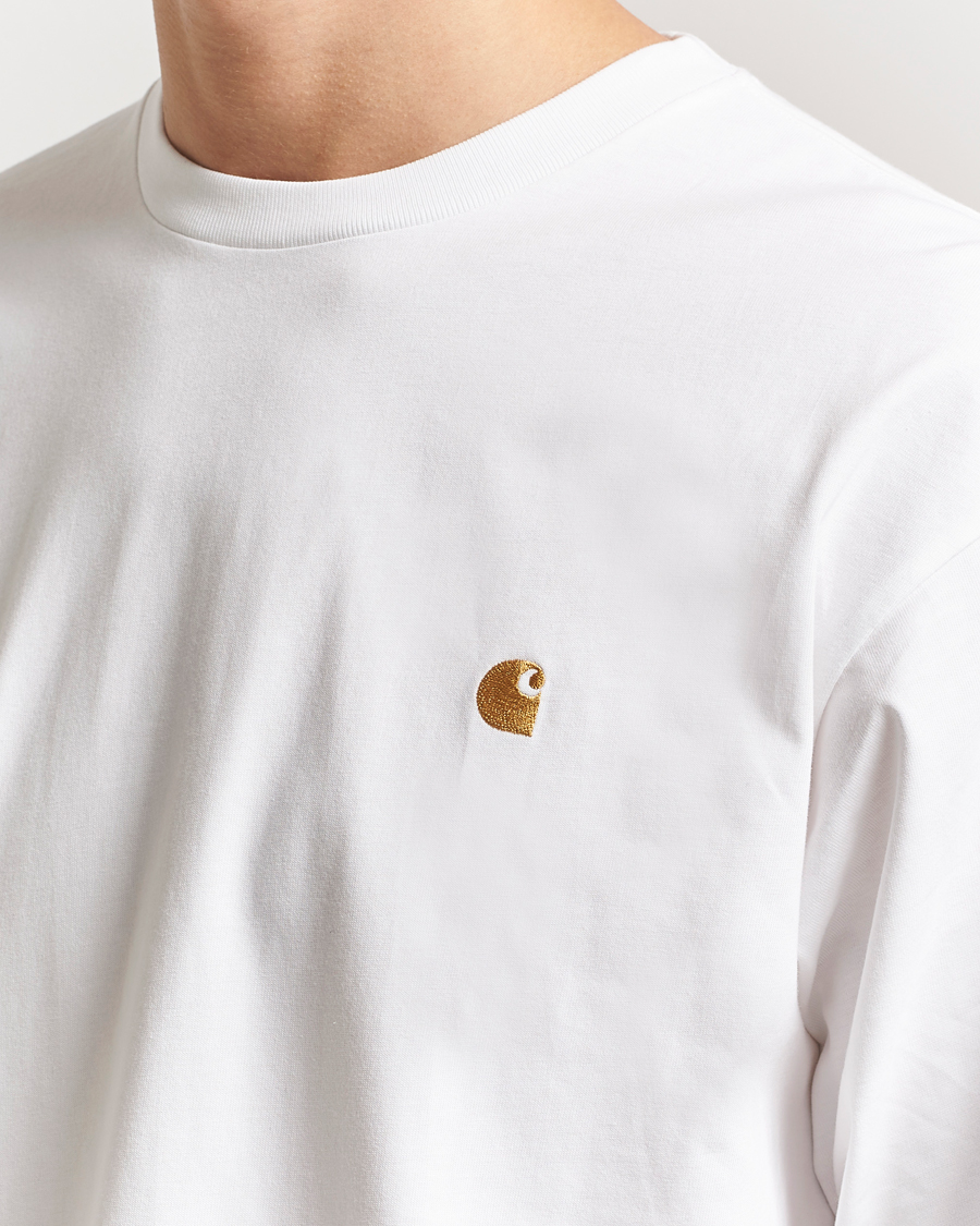 Hombres | Camisetas | Carhartt WIP | Chase Combed Cotton Long Sleeve T-Shirt White/Gold