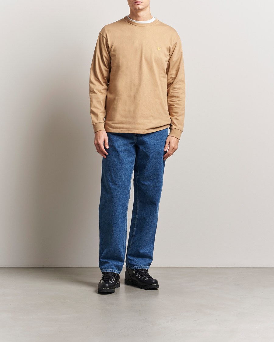 Hombres | Camisetas | Carhartt WIP | Chase Combed Cotton Long Sleeve T-Shirt Dusty H Brown