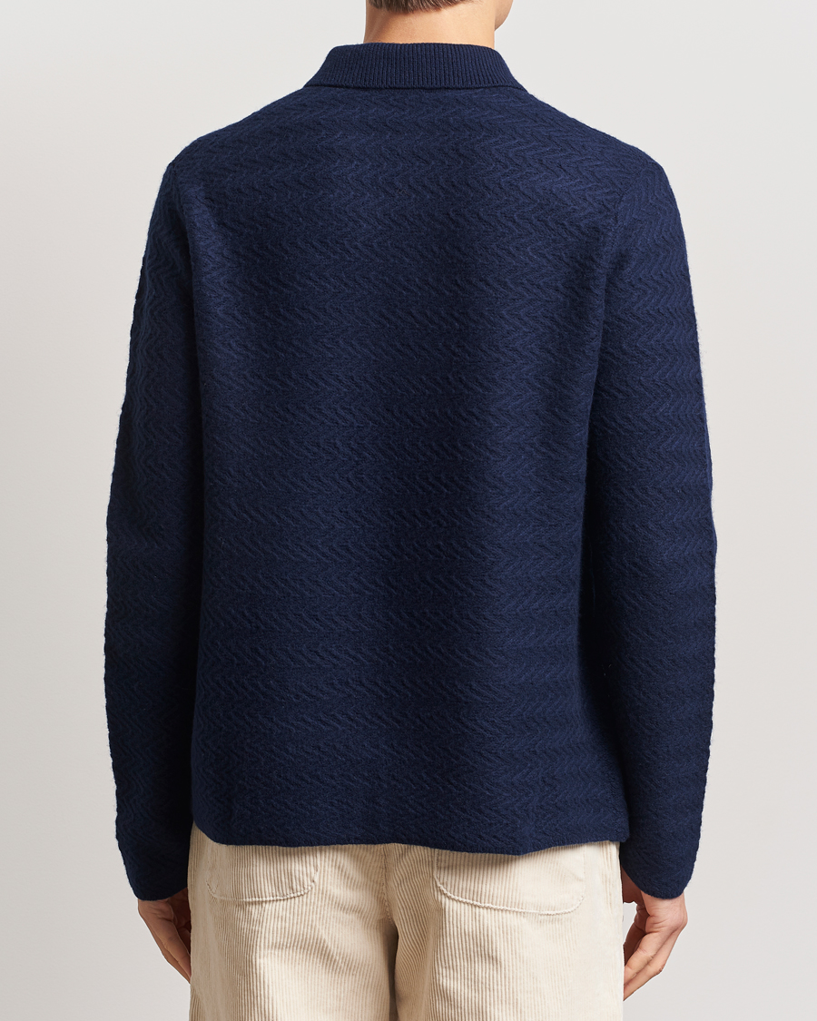 Hombres | Jerséis y prendas de punto | LES DEUX | Finnegan Knit Shirt Cardigan Dark Navy