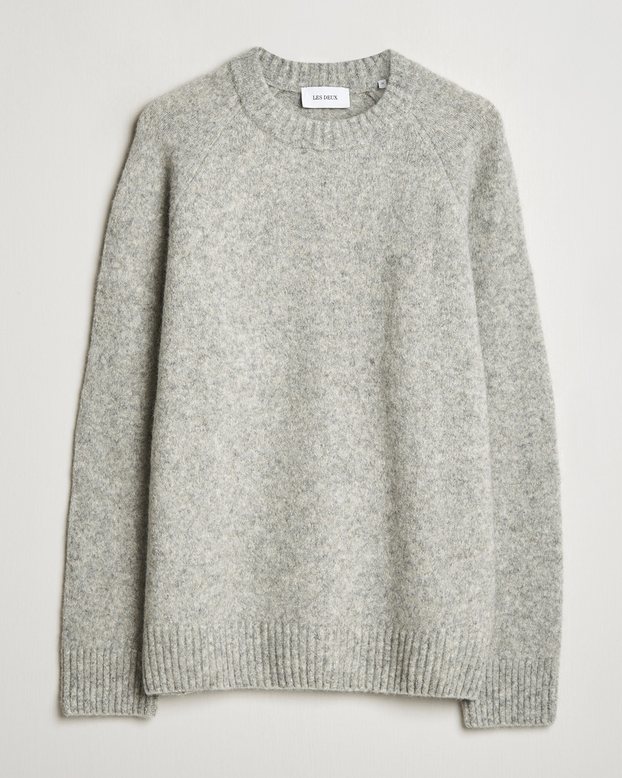 Hombres | Jerséis y prendas de punto | LES DEUX | Gilbert Roundneck Knit Light Grey Melange
