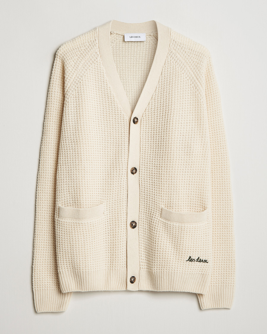 Hombres | Jerséis y prendas de punto | LES DEUX | Grady Waffle Cardigan Ivory