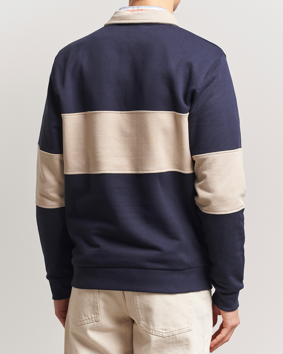 Hombres | Jerséis y prendas de punto | LES DEUX | Cory Zipper Rugby Sweatshirt Dark Navy/Ivory