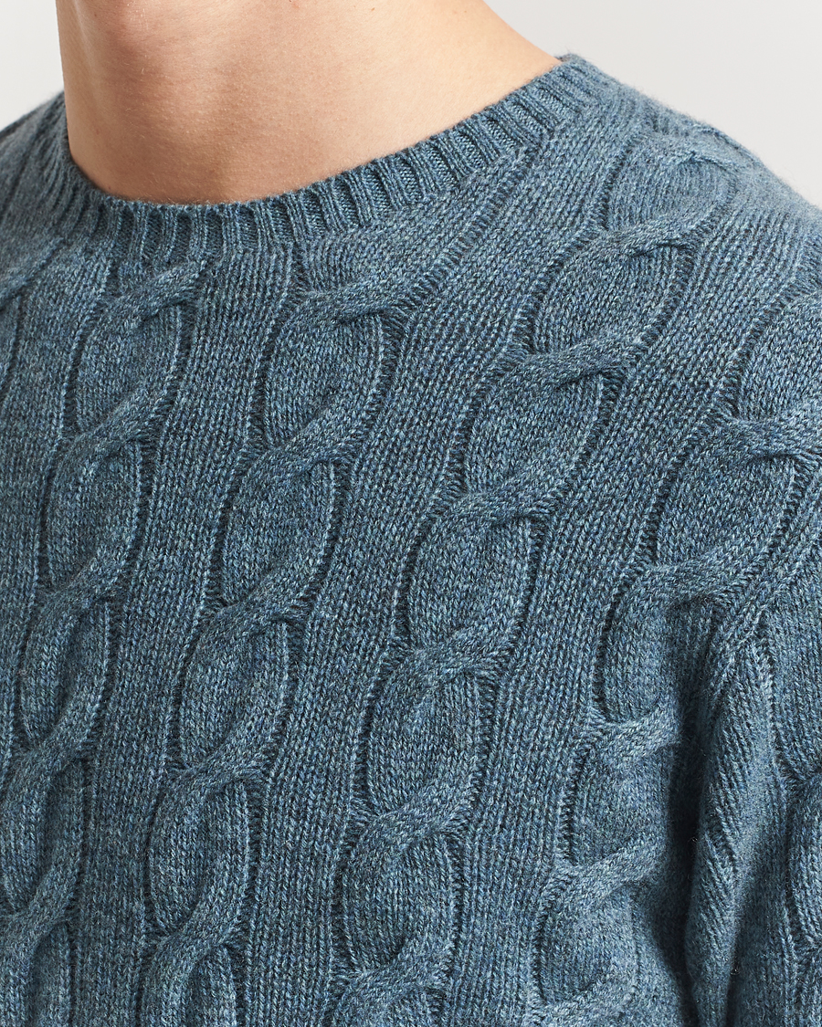 Hombres | Jerséis y prendas de punto | Ralph Lauren Purple Label | Cashmere Cable Sweater Blue Melange