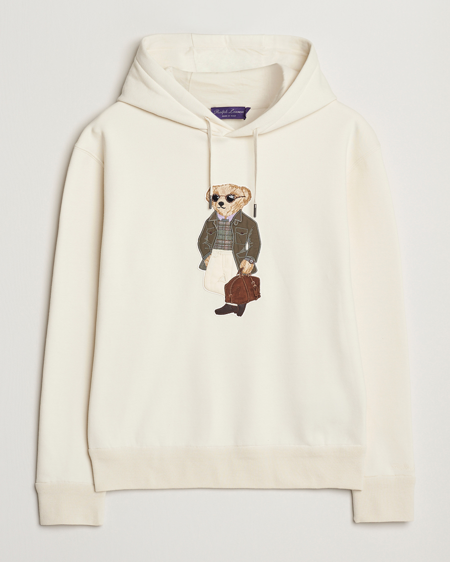 Hombres | Jerséis y prendas de punto | Ralph Lauren Purple Label | Luxury Fleece Bear Hoodie Cream