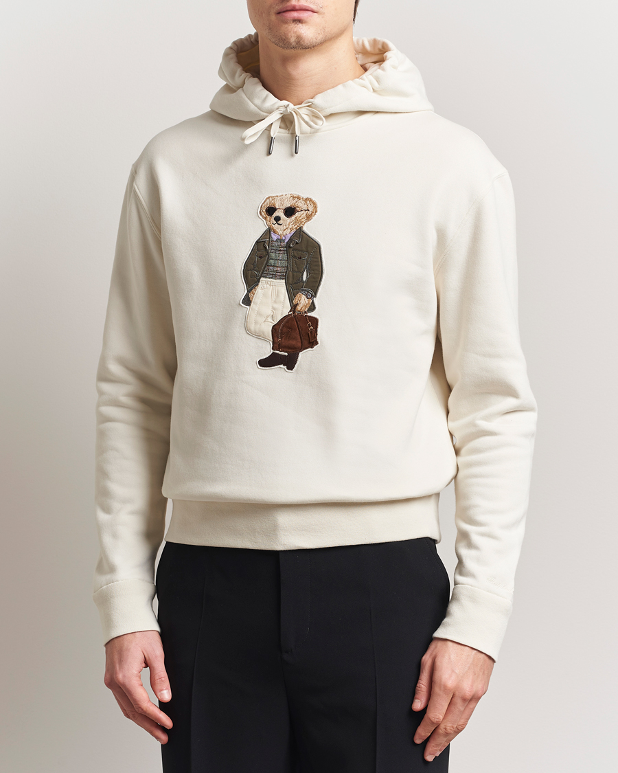 Hombres | Jerséis y prendas de punto | Ralph Lauren Purple Label | Luxury Fleece Bear Hoodie Cream