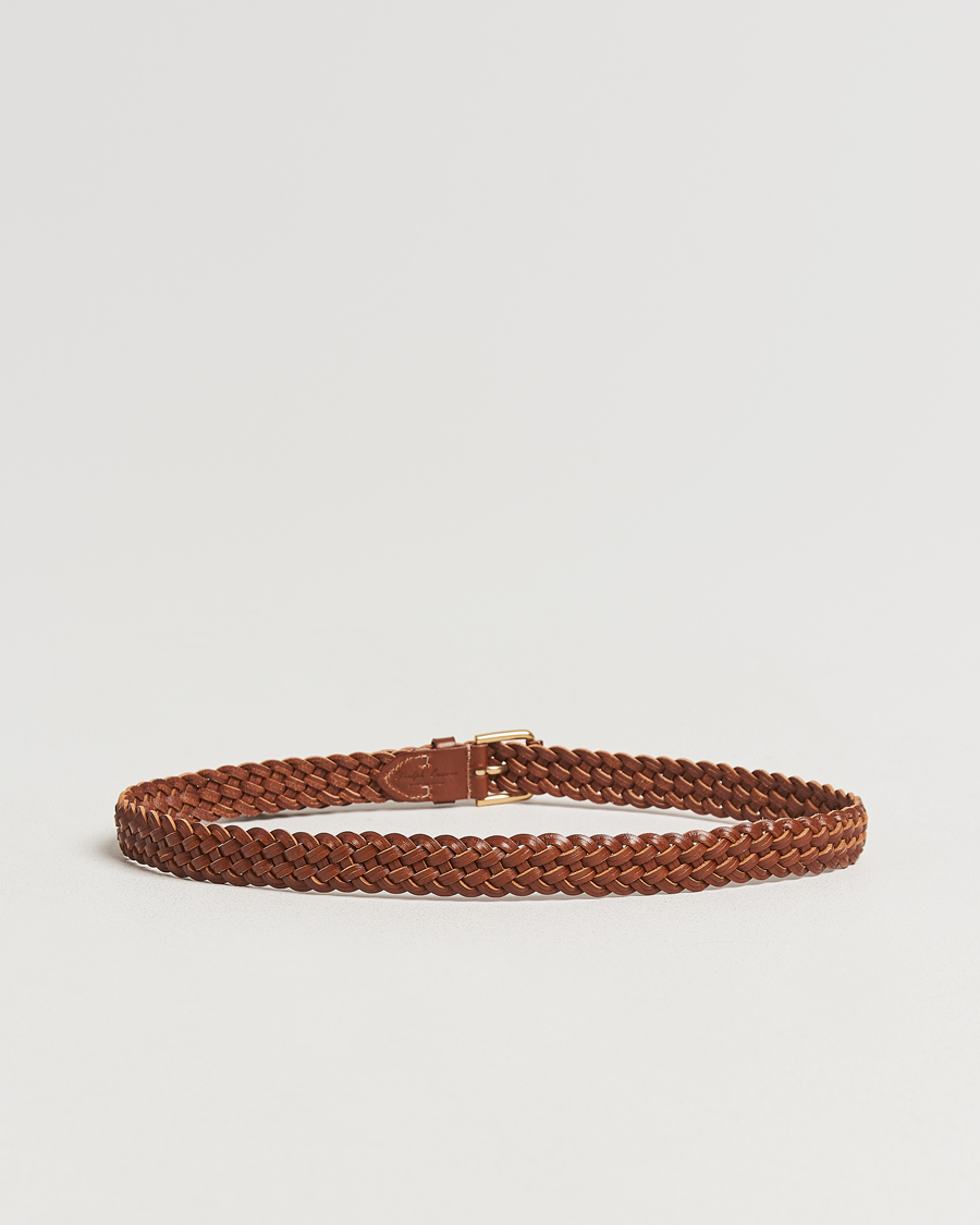Hombres | Ralph Lauren Purple Label Braided Belt Brown Calf | Ralph Lauren Purple Label | Braided Belt Brown Calf