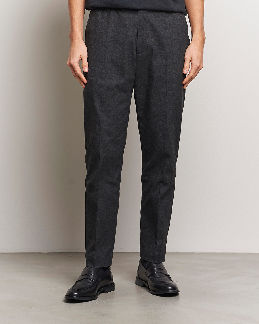 Hombres | Pantalones | NN07 | Billie Brushed Drawstring Trousers Black Melange