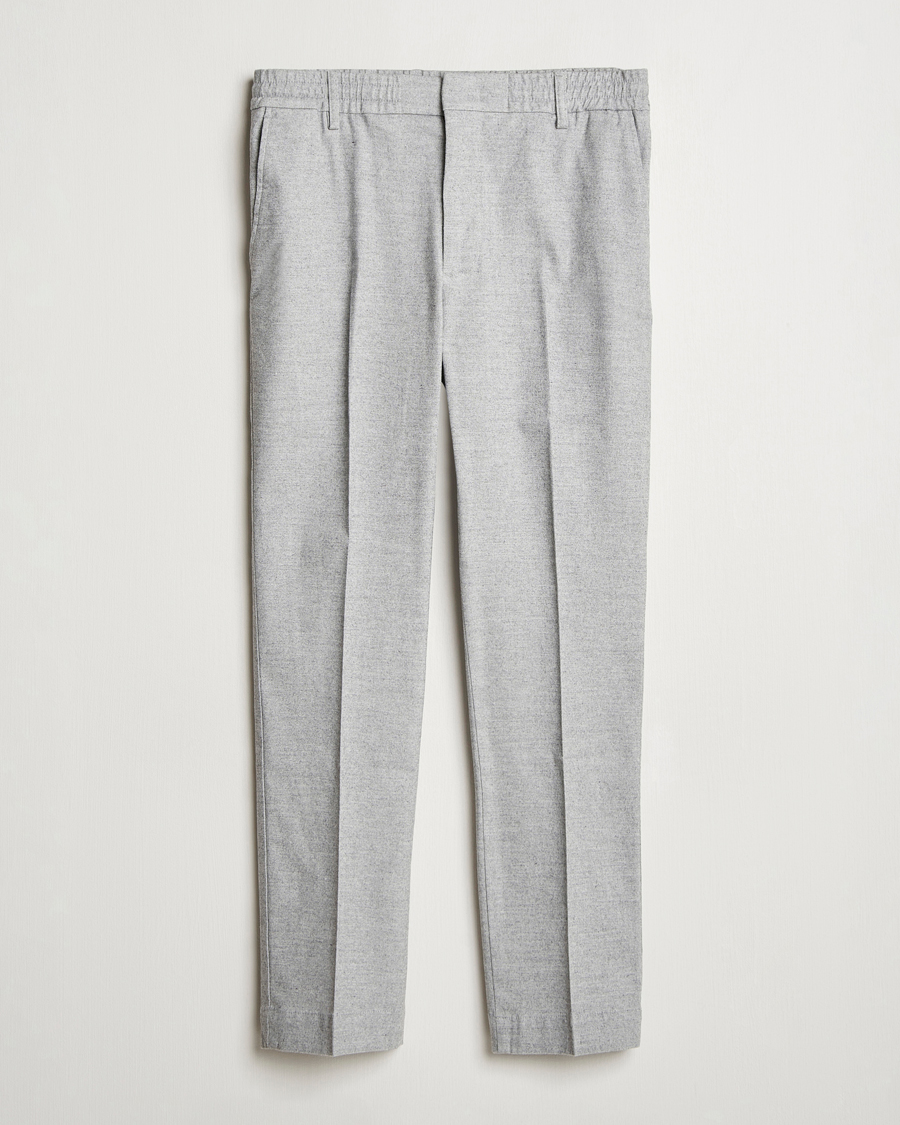 Hombres | Pantalones | NN07 | Billie Brushed Drawstring Trousers Light Grey Melange
