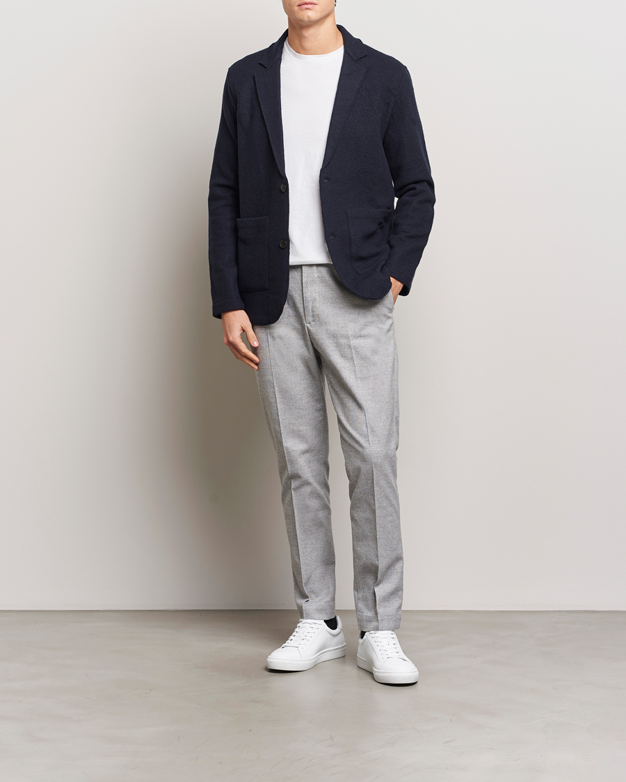 Hombres | Pantalones | NN07 | Billie Brushed Drawstring Trousers Light Grey Melange