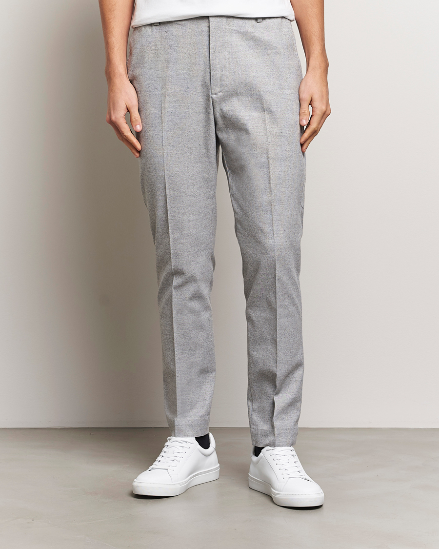 Hombres | Pantalones | NN07 | Billie Brushed Drawstring Trousers Light Grey Melange