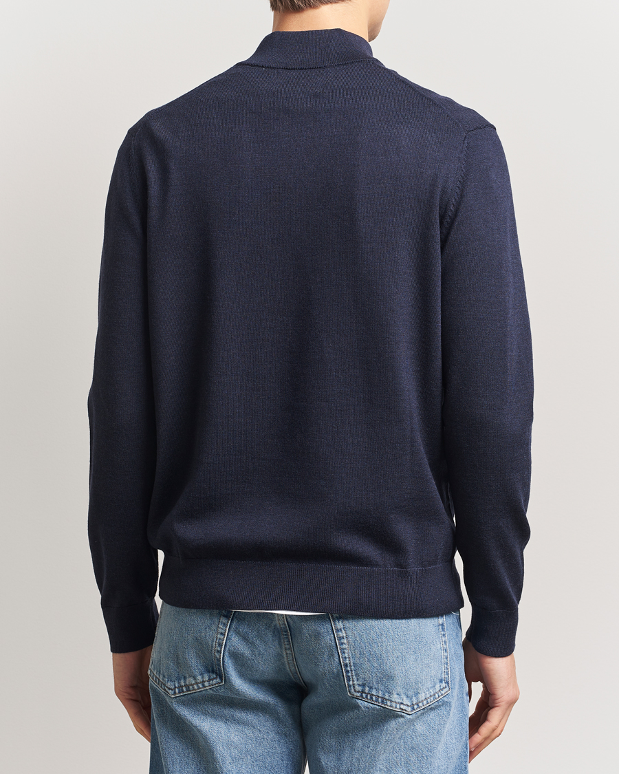 Hombres | Jerséis y prendas de punto | NN07 | Sergio Merino Knitted Half Zip Navy Melange
