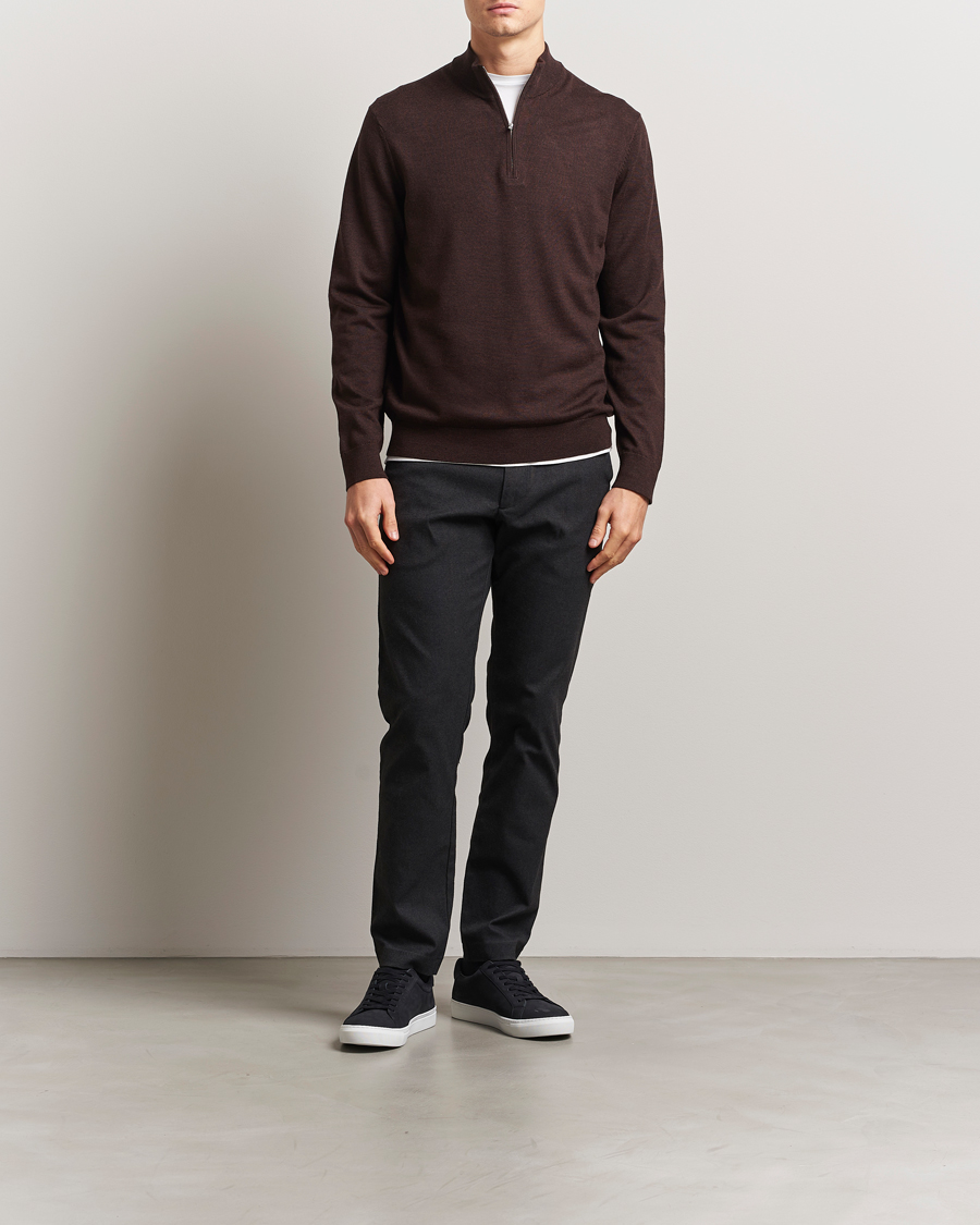 Hombres | Jerséis y prendas de punto | NN07 | Sergio Merino Knitted Half Zip Brown Melange