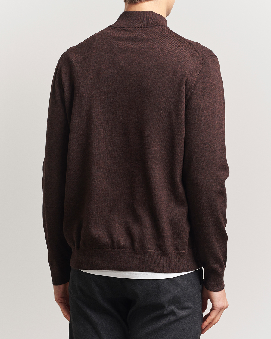 Hombres | Jerséis y prendas de punto | NN07 | Sergio Merino Knitted Half Zip Brown Melange