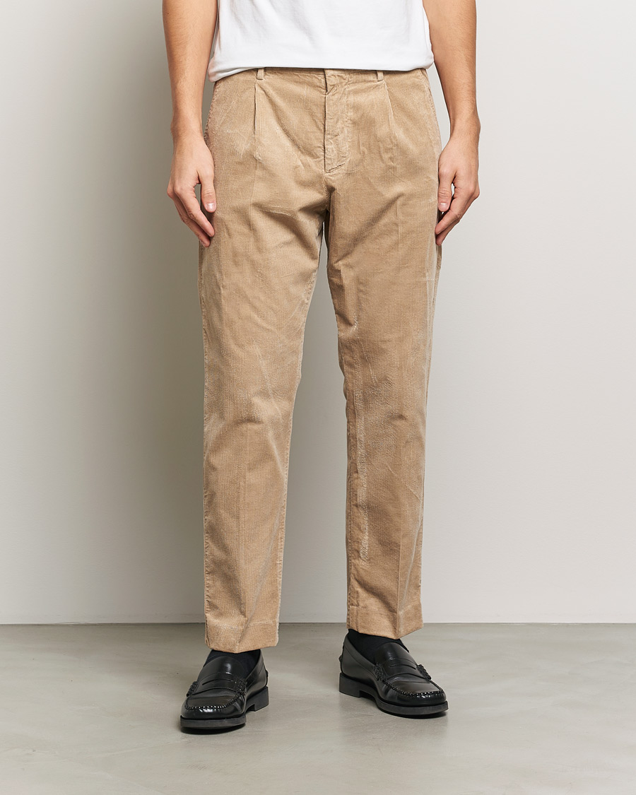 Hombres | Pantalones | NN07 | Bill Pleated Corduroy Pants White Peppar