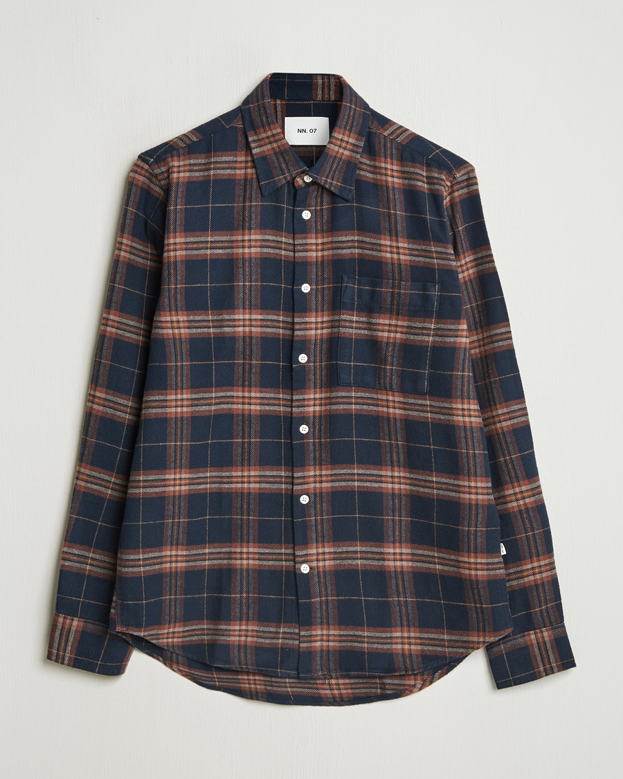 Hombres | Camisas | NN07 | Arne Brushed Cotton Checked Shirt Navy/Red