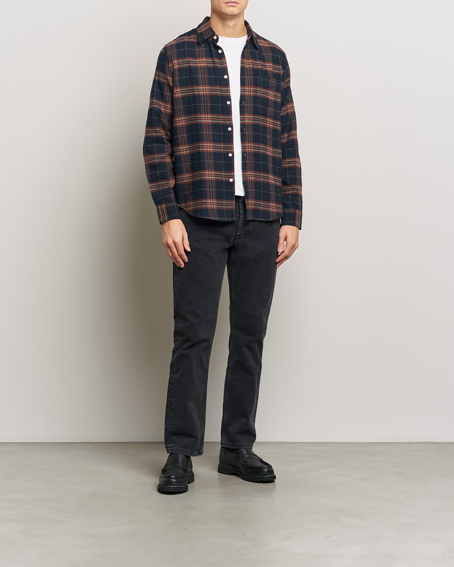 Hombres | Camisas | NN07 | Arne Brushed Cotton Checked Shirt Navy/Red