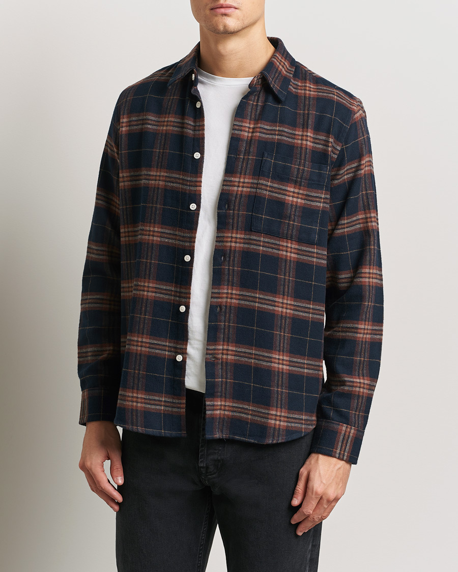 Hombres | Camisas | NN07 | Arne Brushed Cotton Checked Shirt Navy/Red