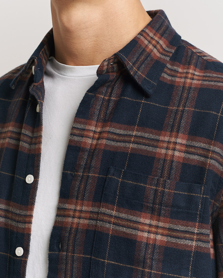 Hombres | Camisas | NN07 | Arne Brushed Cotton Checked Shirt Navy/Red