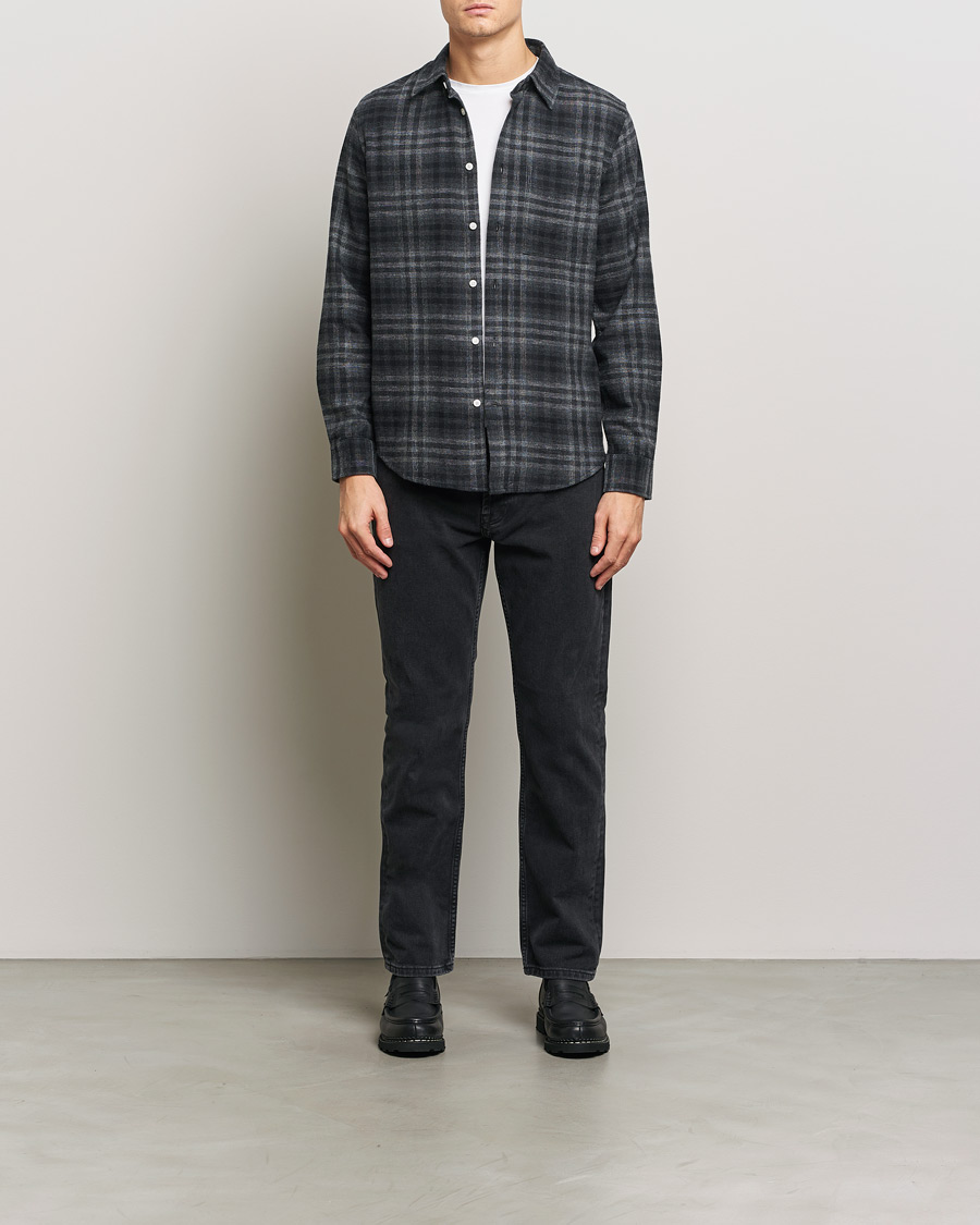Hombres | Camisas | NN07 | Arne Brushed Cotton Checked Shirt Grey/Black