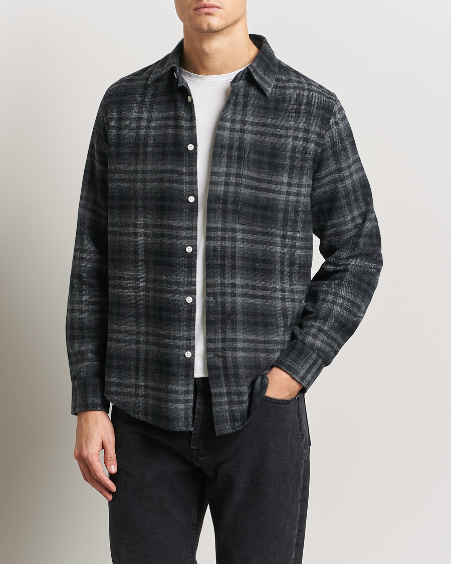 Hombres | Camisas | NN07 | Arne Brushed Cotton Checked Shirt Grey/Black