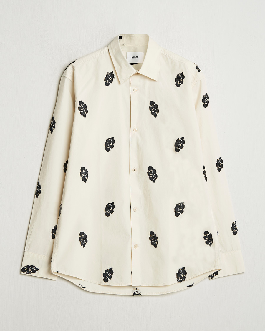 Hombres | Camisas | NN07 | Freddy Printed Cotton Shirt Ivory