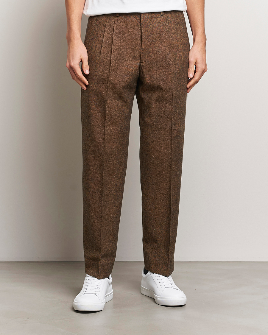 Hombres | Pantalones | NN07 | Fritz Wool Pleated Trousers Orange Brown