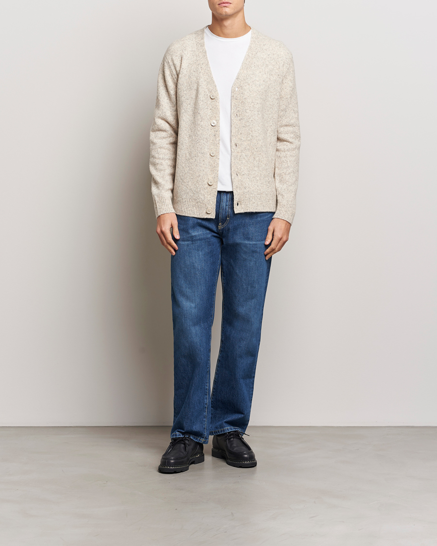 Hombres | Jerséis y prendas de punto | NN07 | John Wool Knitted Cardigan White Peppar