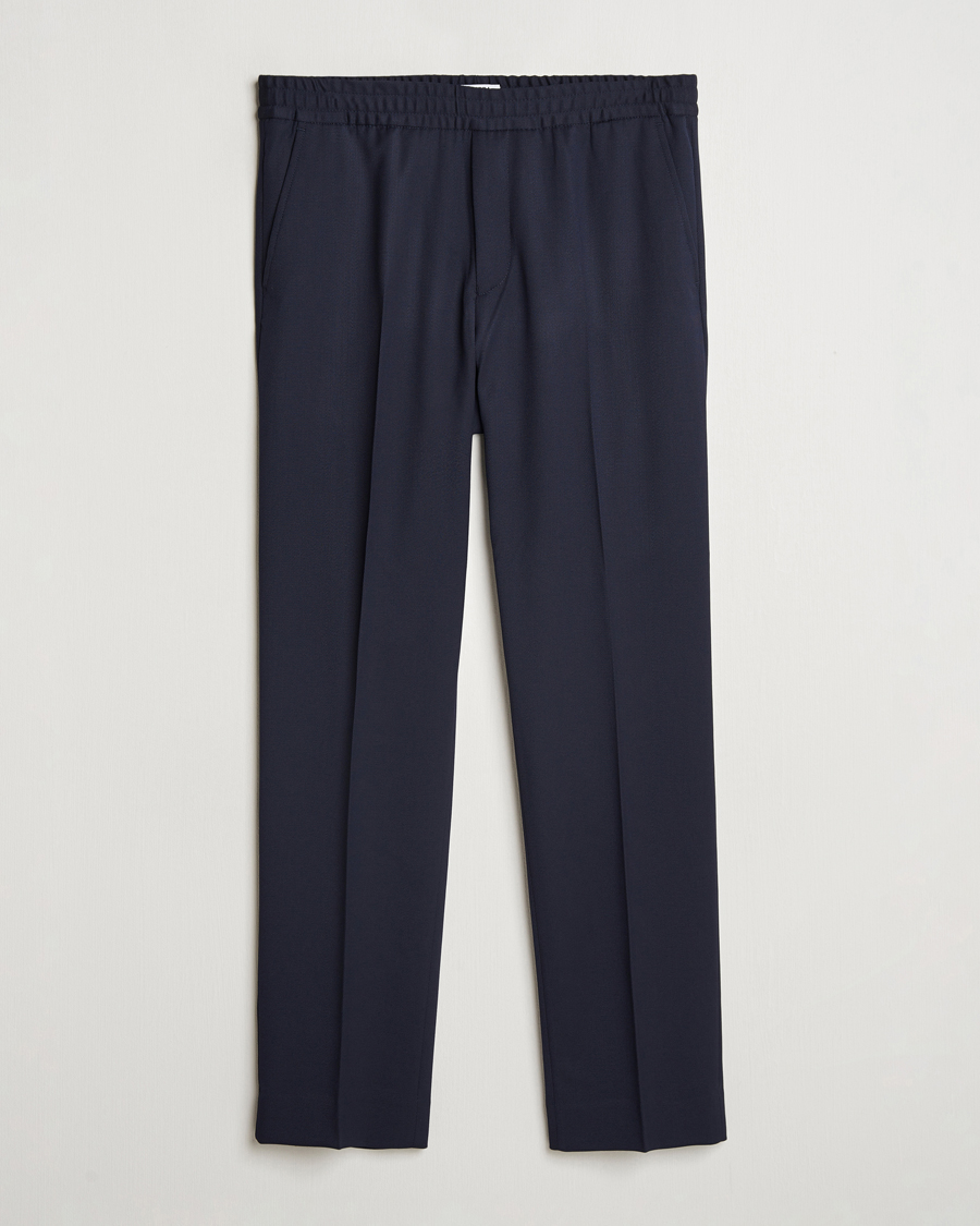 Hombres | Pantalones | Filippa K | Theo Relaxed Wool Trousers Navy