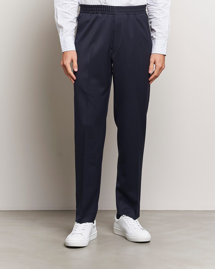 Hombres | Pantalones | Filippa K | Theo Relaxed Wool Trousers Navy