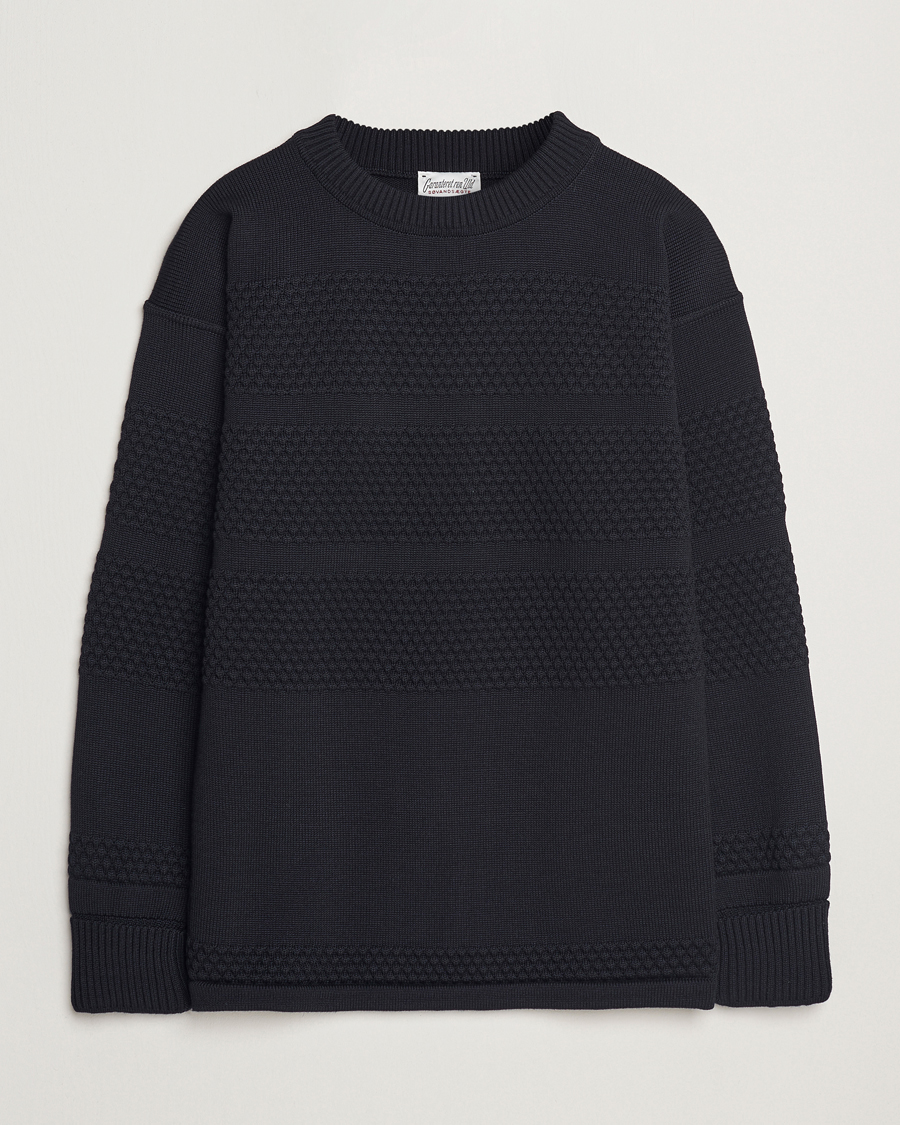 Hombres | Jerséis y prendas de punto | S.N.S. Herning | Fisherman Wool Crew Neck Sweater Navy Blue