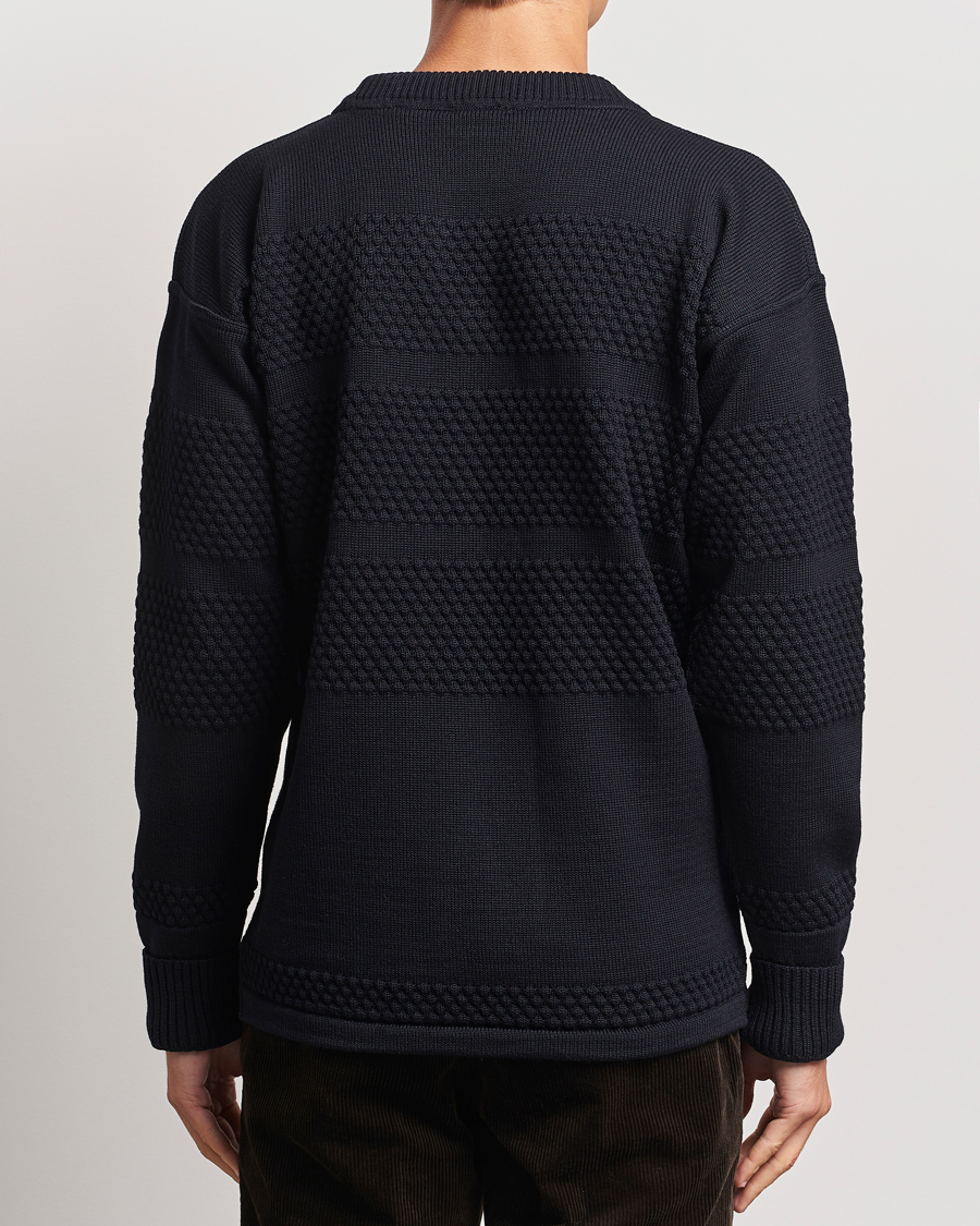Hombres | Jerséis y prendas de punto | S.N.S. Herning | Fisherman Wool Crew Neck Sweater Navy Blue