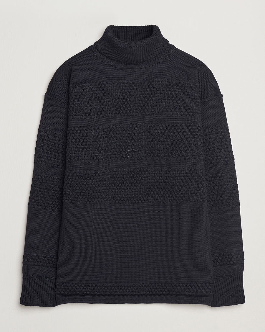 Hombres | Jerséis y prendas de punto | S.N.S. Herning | Fisherman Wool Rollneck Sweater Navy Blue