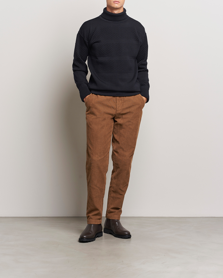 Hombres | Jerséis y prendas de punto | S.N.S. Herning | Fisherman Wool Rollneck Sweater Navy Blue