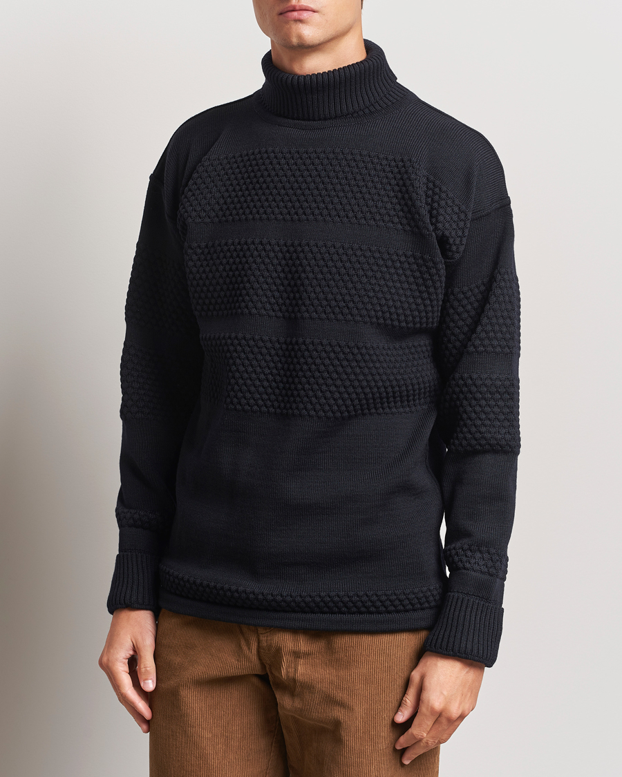 Hombres | Jerséis y prendas de punto | S.N.S. Herning | Fisherman Wool Rollneck Sweater Navy Blue
