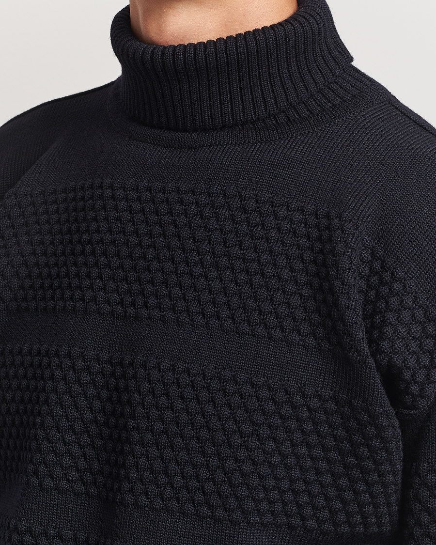 Hombres | Jerséis y prendas de punto | S.N.S. Herning | Fisherman Wool Rollneck Sweater Navy Blue