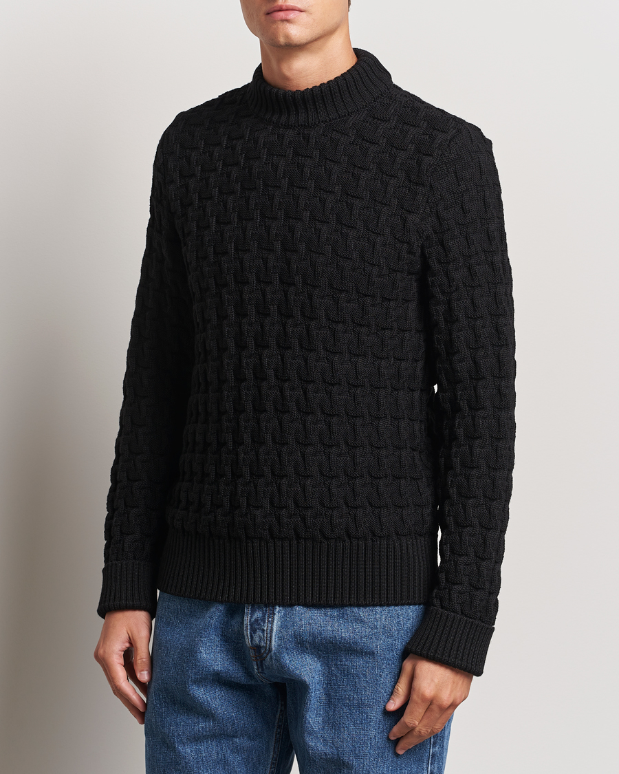 Hombres | Jerséis y prendas de punto | S.N.S. Herning | Stark Wool Cable Knit Sweater Black