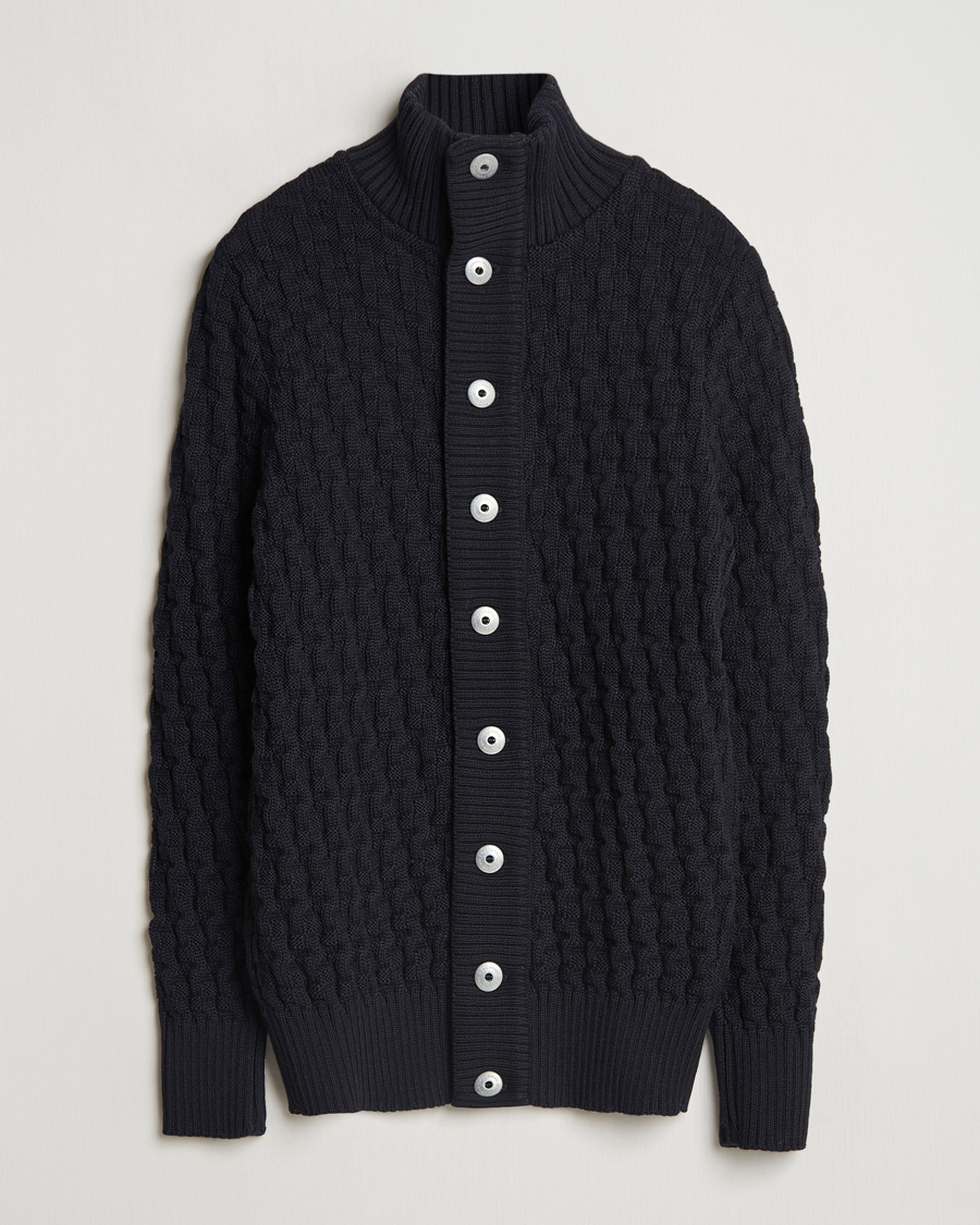 Hombres | Jerséis y prendas de punto | S.N.S. Herning | Stark Wool Cable Cardigan Navy