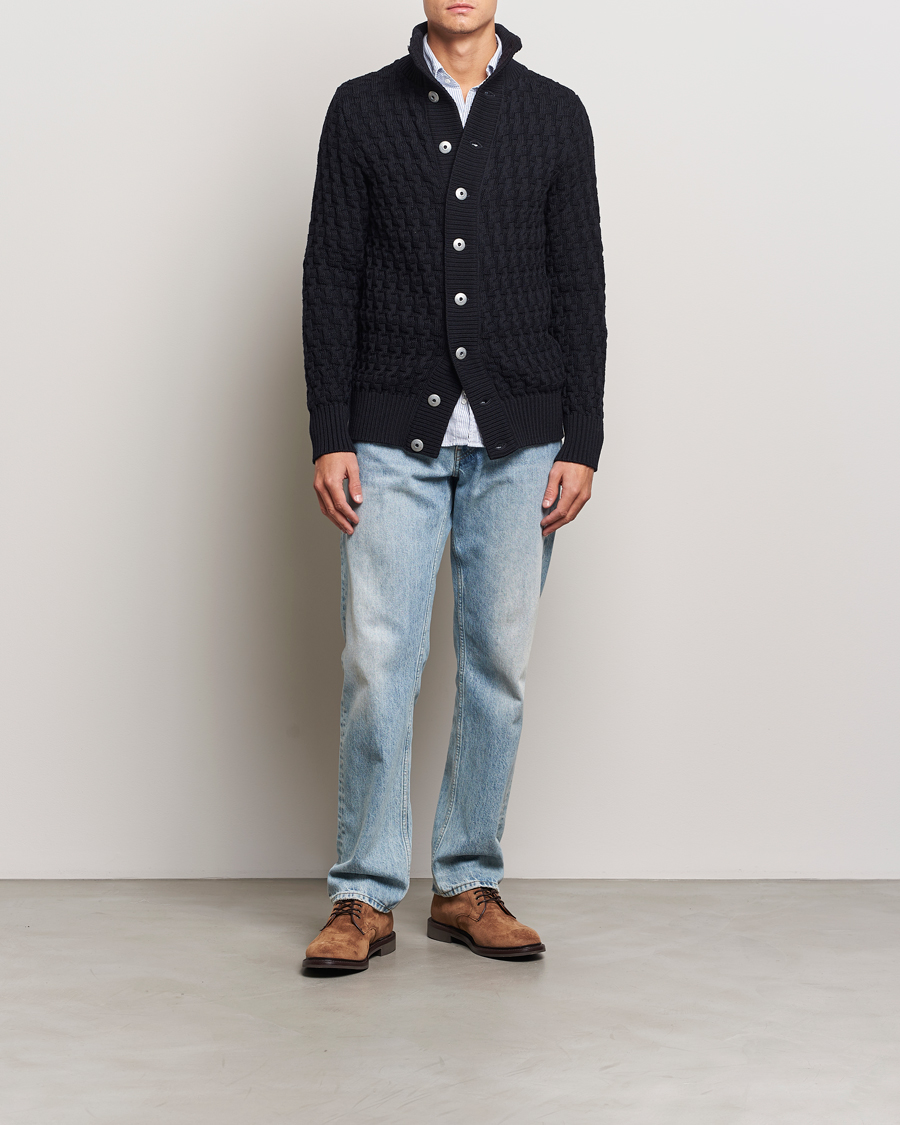 Hombres | Jerséis y prendas de punto | S.N.S. Herning | Stark Wool Cable Cardigan Navy