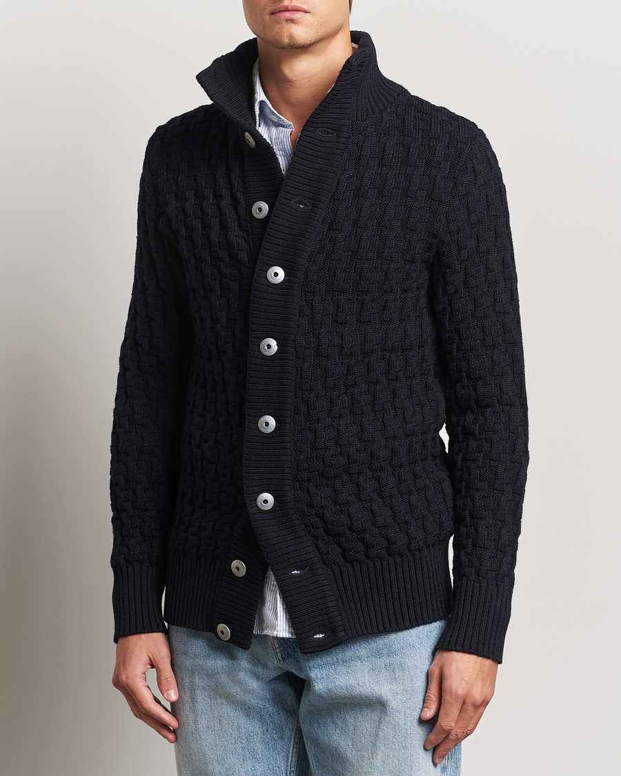Hombres | Jerséis y prendas de punto | S.N.S. Herning | Stark Wool Cable Cardigan Navy