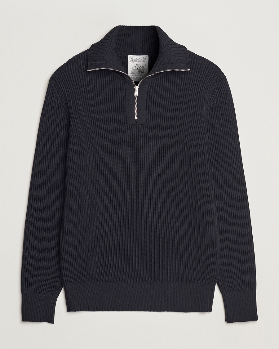 Hombres | Jerséis y prendas de punto | S.N.S. Herning | Fender Wool Half Zip Navy Blue